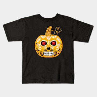 Mexican Halloween Macho Pumpkin Kids T-Shirt